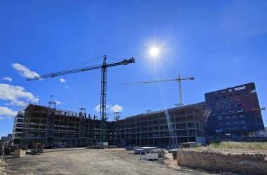 Avance de obras del Edificio Sinfonía del Canal vista desde la zona común